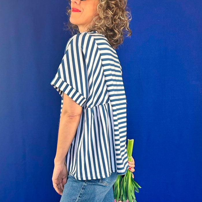 Camiseta La Compiano - Taiyaki Rayas Azul