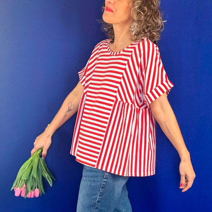 Camiseta La Compiano - Taiyaki Rayas Roja