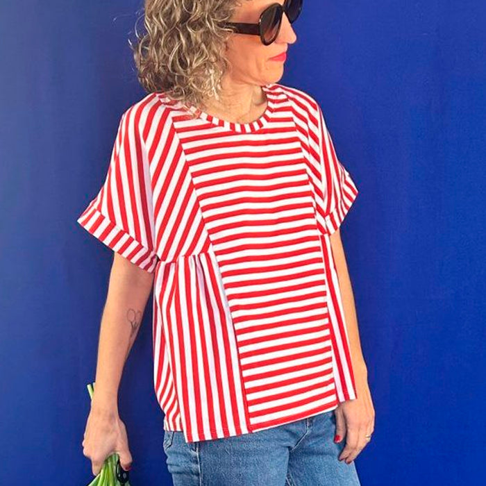 Camiseta La Compiano - Taiyaki Rayas Roja