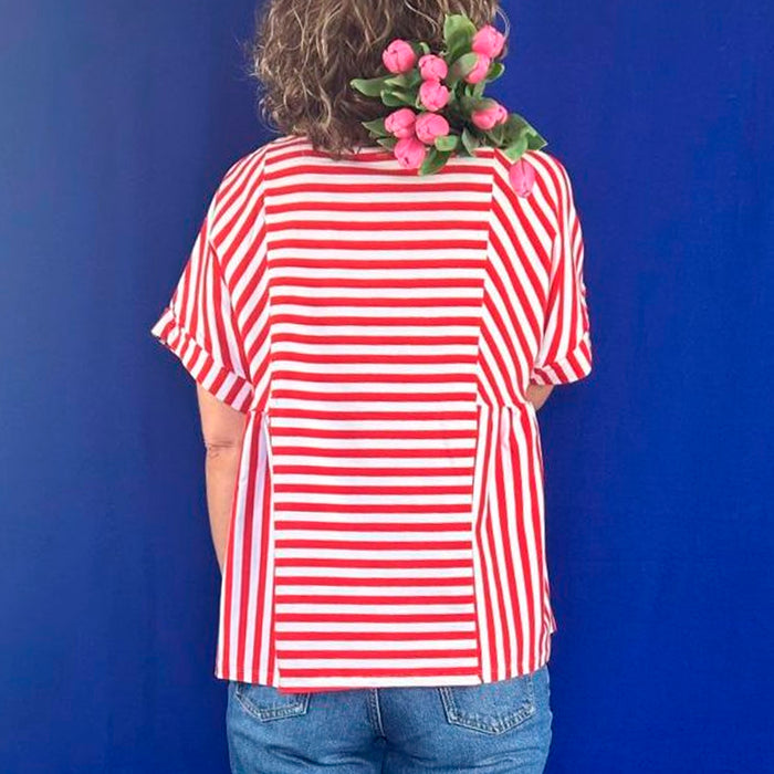 Camiseta La Compiano - Taiyaki Rayas Roja