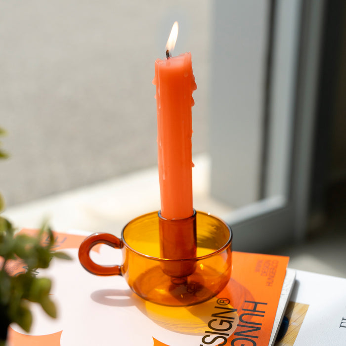 Portavelas - Cristal Ámbar