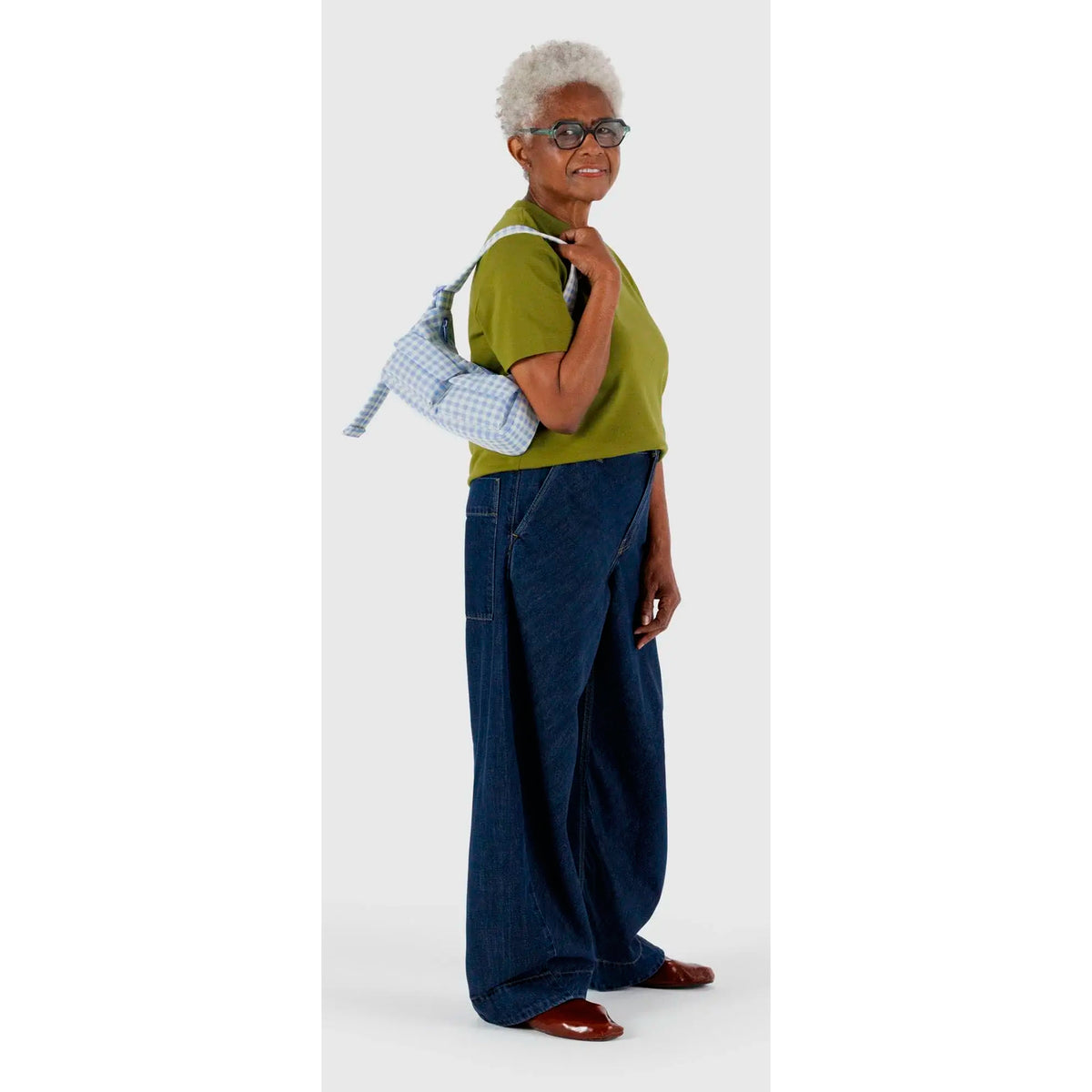 Bolso Cargo Baggu - Light Blue Gingham