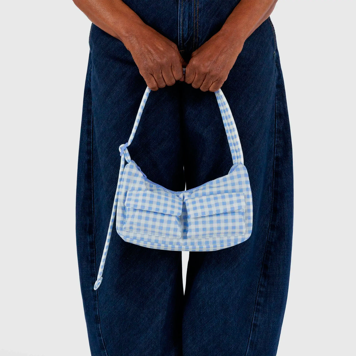 Bolso Cargo Baggu - Light Blue Gingham