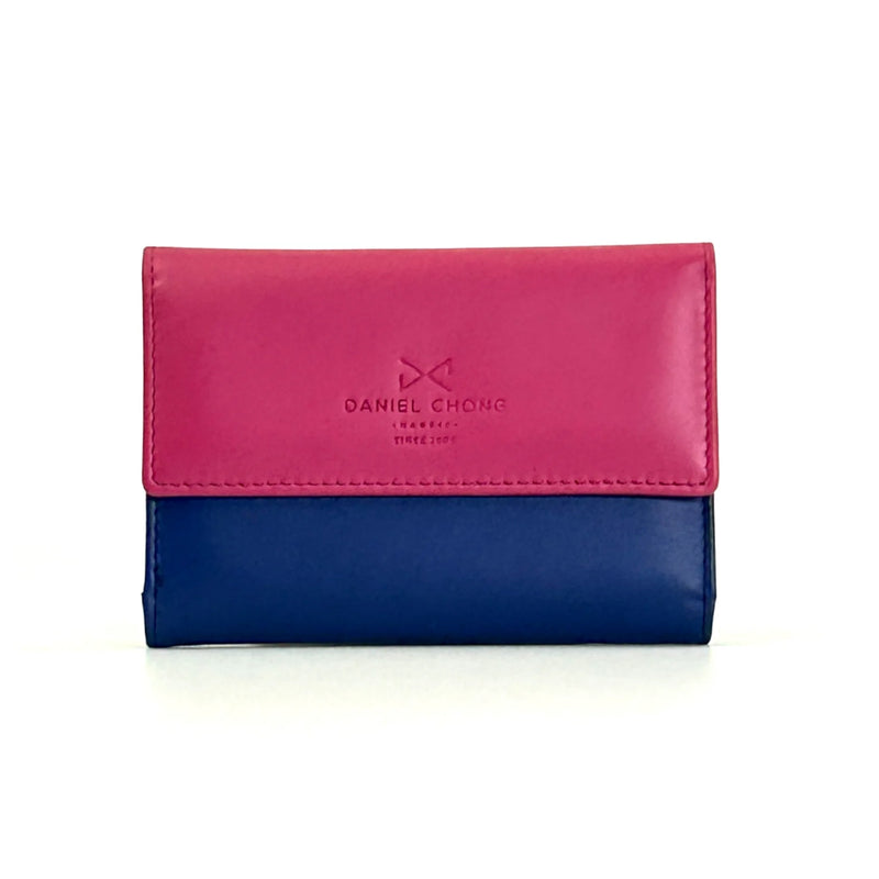 Cartera con solapa Daniel Chong - Azul y fucsia