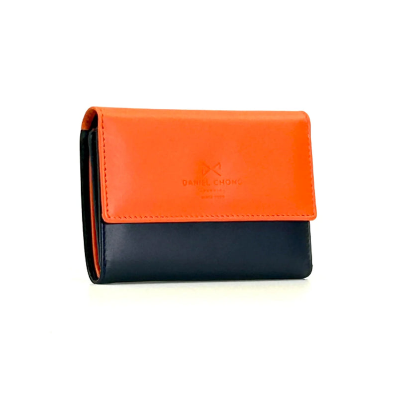 Cartera con solapa Daniel Chong - Navy y naranja
