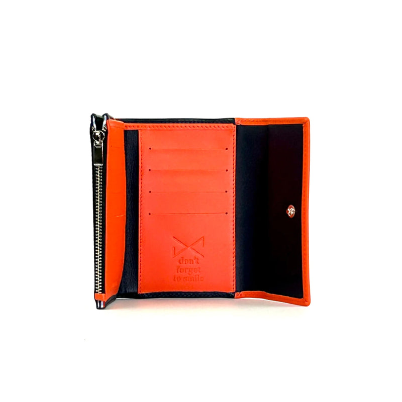 Cartera con solapa Daniel Chong - Navy y naranja