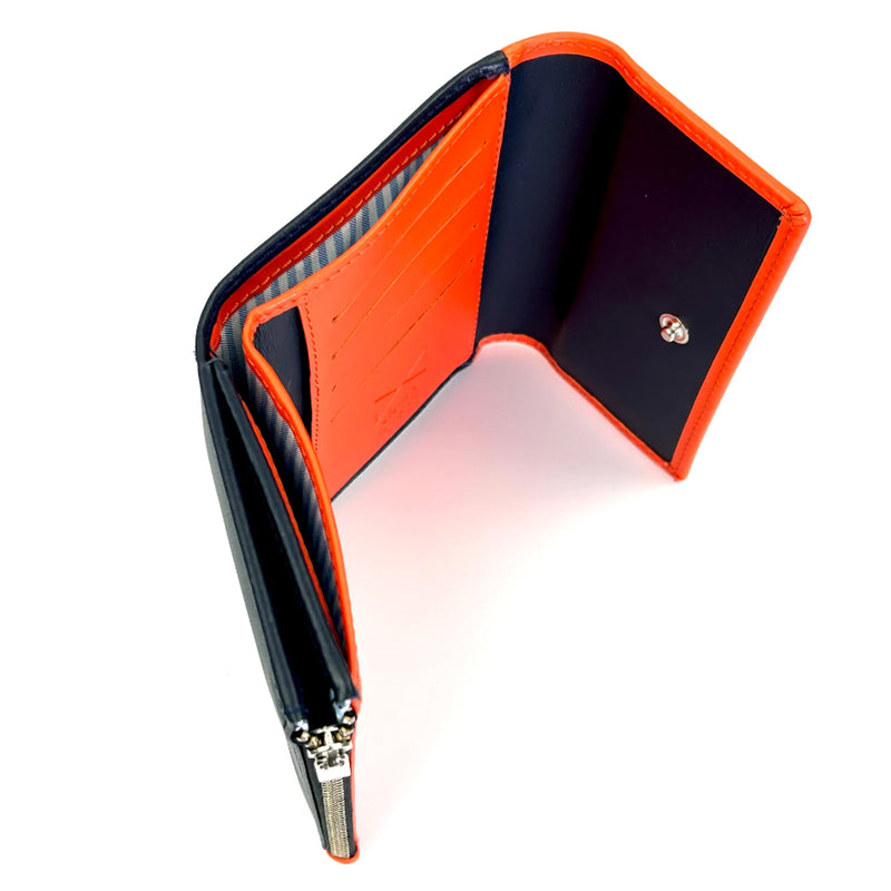 Cartera con solapa Daniel Chong - Navy y naranja