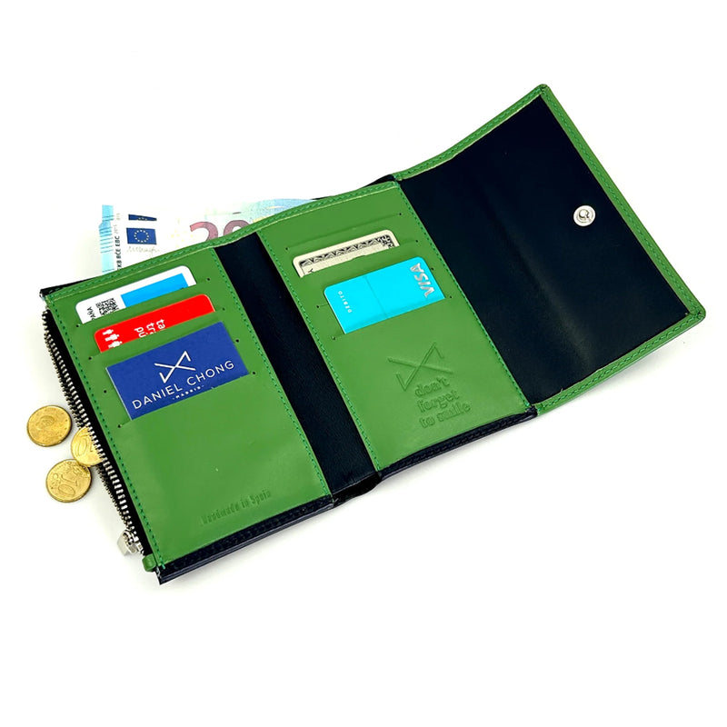 Cartera con solapa Daniel Chong - Navy y verde