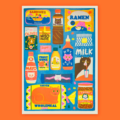 Print de Naomi Wilkinson A3 - "Cat Food" 🐱