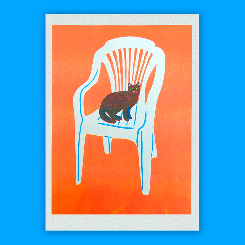 Print de Naomi Wilkinson A4 - "Cat in Chair" 🐱