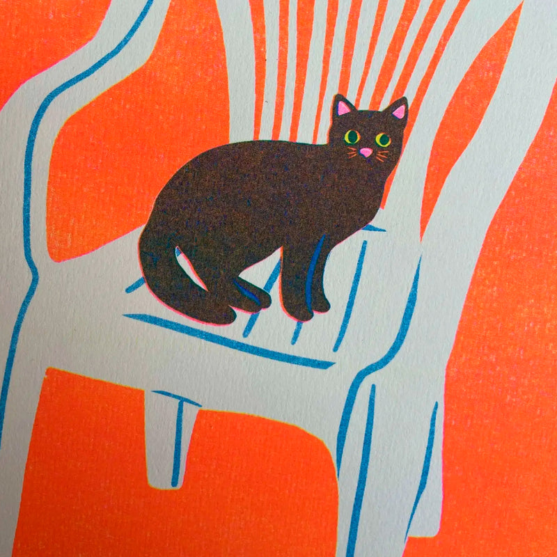 Print de Naomi Wilkinson A4 - "Cat in Chair" 🐱