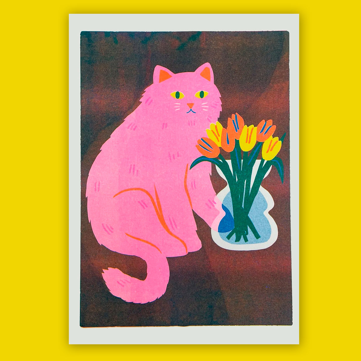 Print de Naomi Wilkinson A4 - "Cat with Flowers" 💐🐱