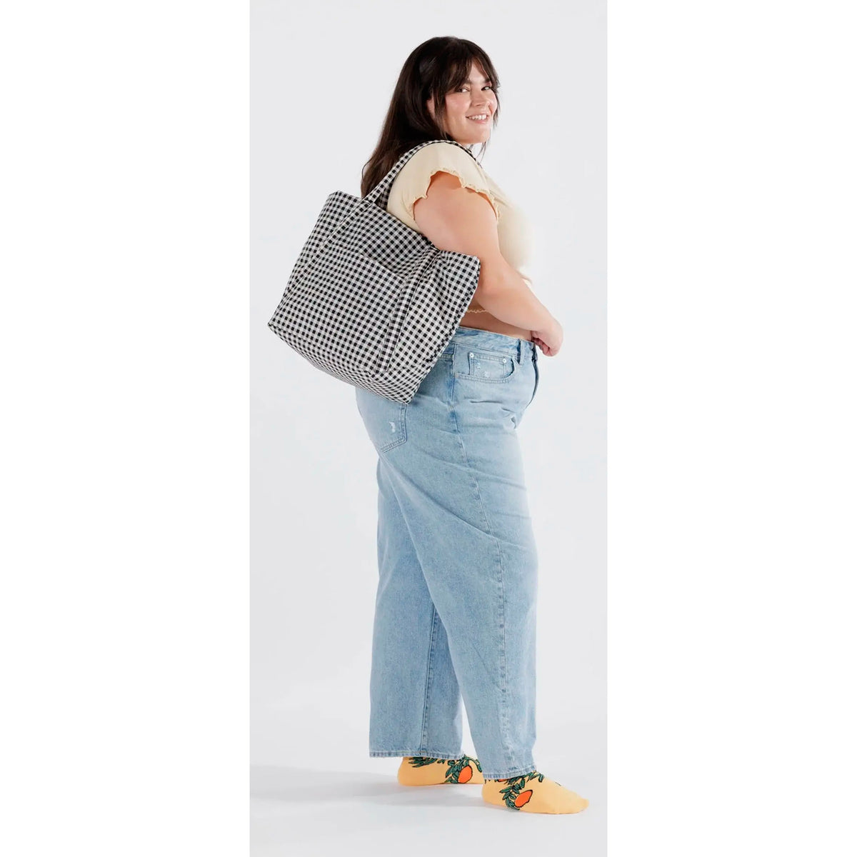 Bolso Nube Baggu - Black &amp; White Gingham