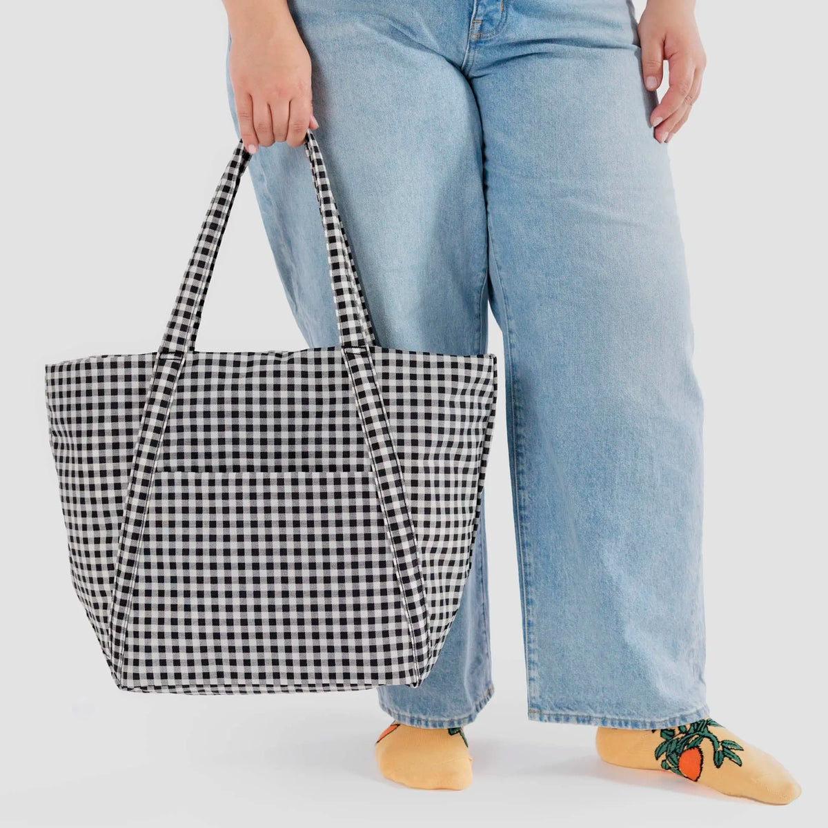 Bolso Nube Baggu - Black &amp; White Gingham