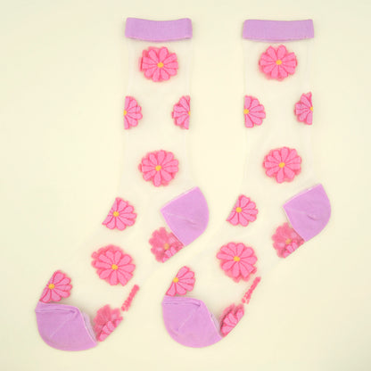 Calcetines transparentes - Flor de Cosmos 🌼
