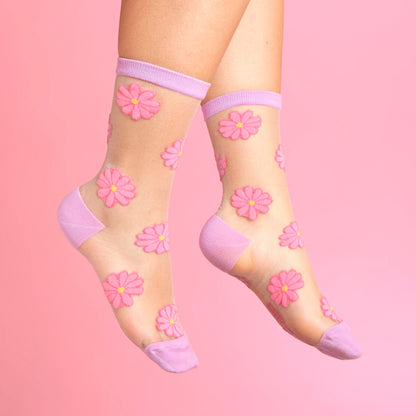Calcetines transparentes - Flor de Cosmos 🌼