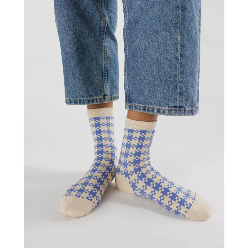 Calcetines Baggu - Blue Pixel Gingham
