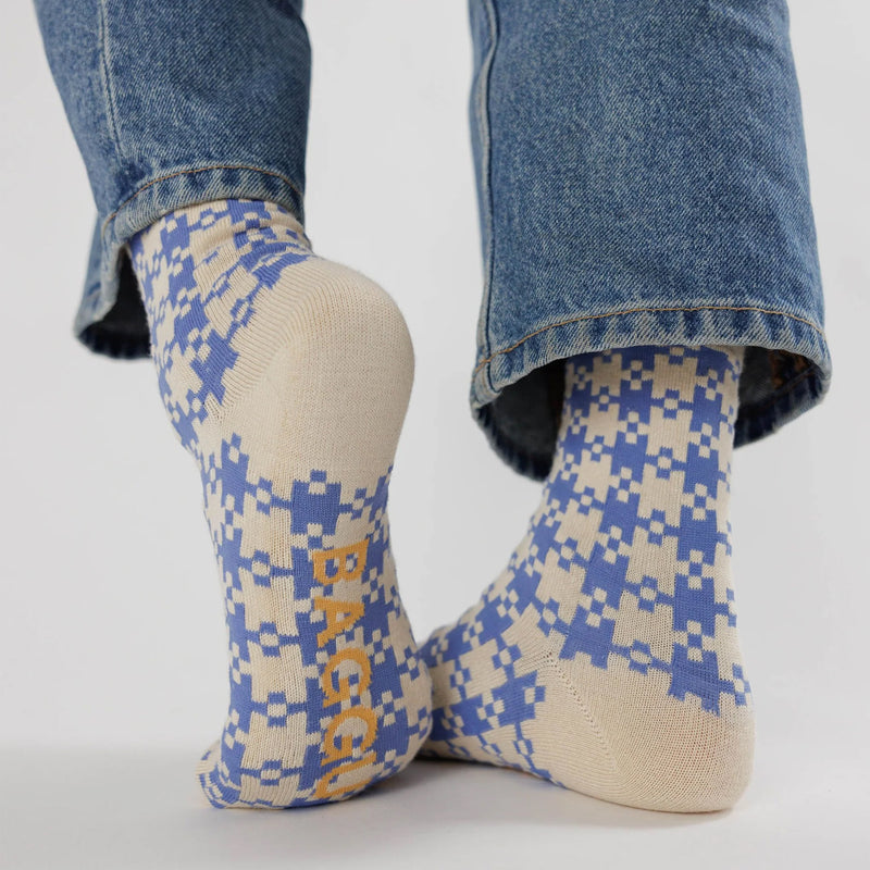 Calcetines Baggu - Blue Pixel Gingham