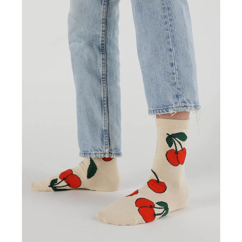 Calcetines Baggu - Ecru Cherry