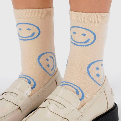 Calcetines Baggu - Ecru Periwinkle Happy