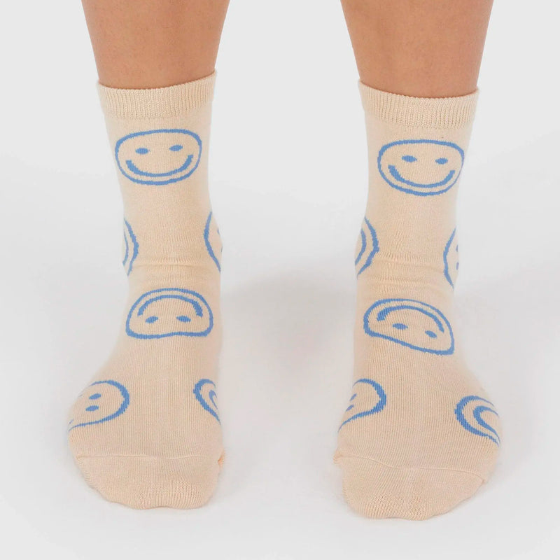 Calcetines Baggu - Ecru Periwinkle Happy