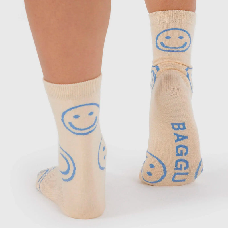 Calcetines Baggu - Ecru Periwinkle Happy