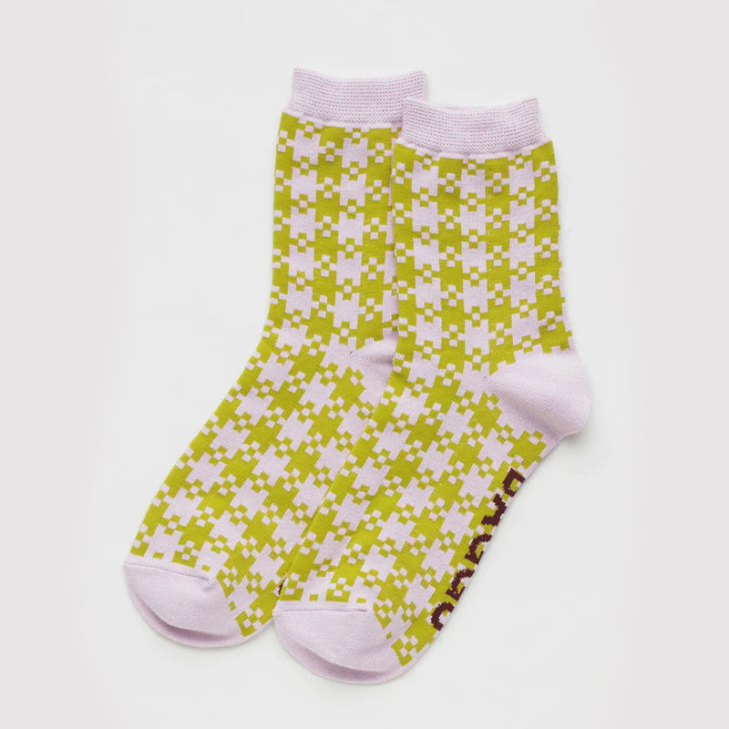 Calcetines Baggu - Pink Pistachio Pixel Gingham