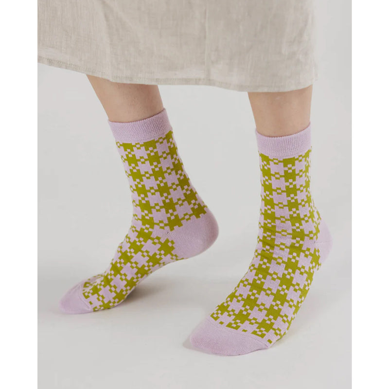 Calcetines Baggu - Pink Pistachio Pixel Gingham