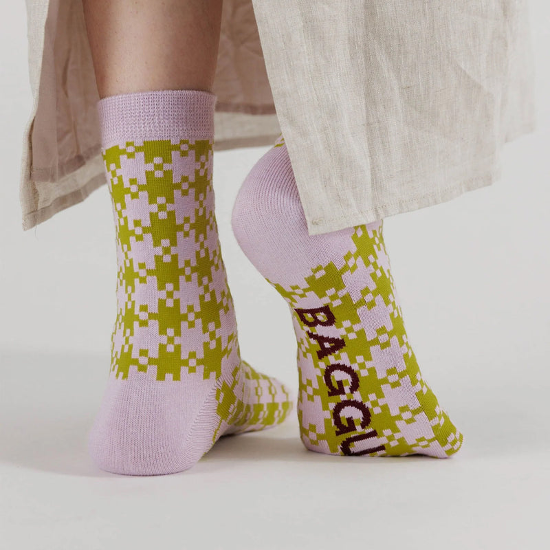 Calcetines Baggu - Pink Pistachio Pixel Gingham