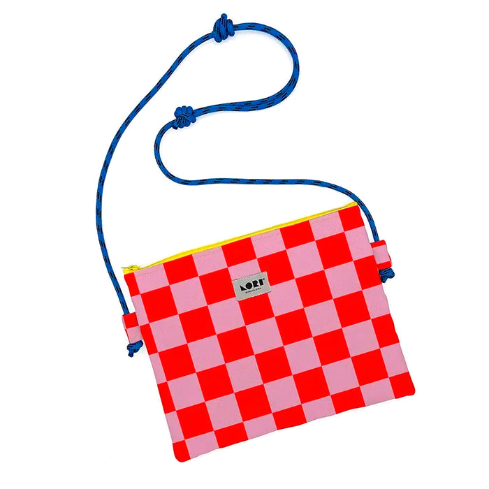 Bolso Lori Barcelona - Crossbody Cuadros Rojo y Rosa