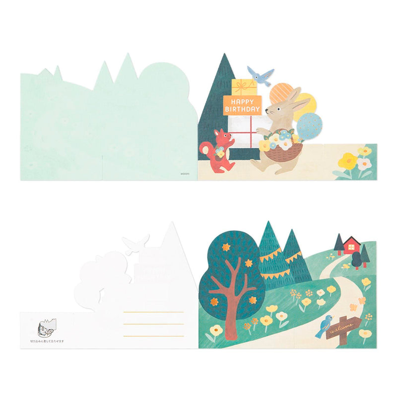 Postal 3D Midori - Birthday Forest Animals 🐰