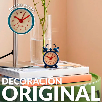 Reloj Fisura - Despertador Retro Mini Azul, Beige y Rojo