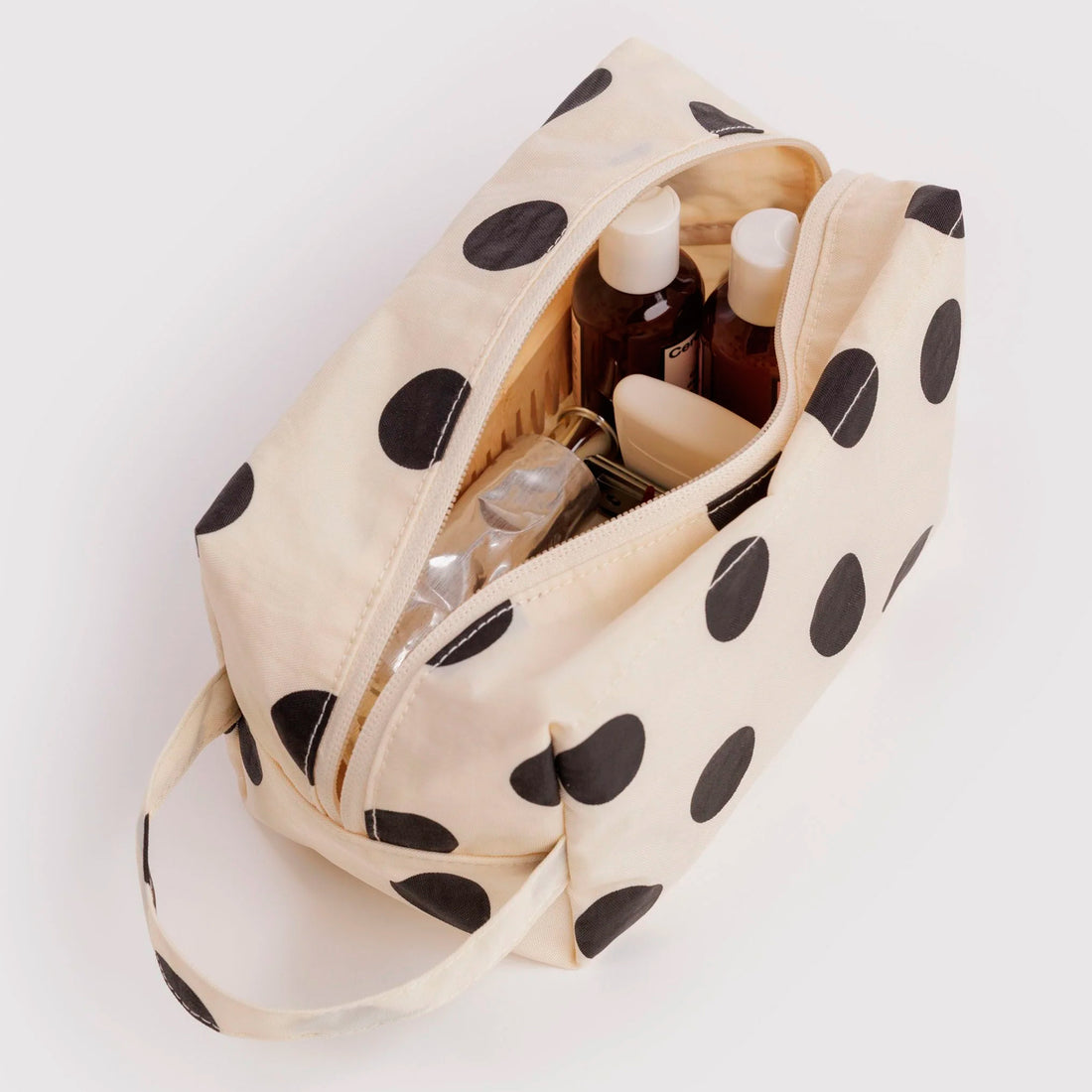 Neceser Baggu - Cream and Black Polka Dot