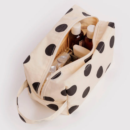 Neceser Baggu - Cream and Black Polka Dot