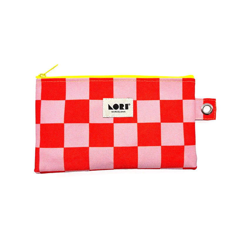Estuche Lori Barcelona - Cuadros Rojo y Rosa
