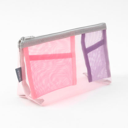 Estuche de malla con compartimentos Midori - Rosa y morado