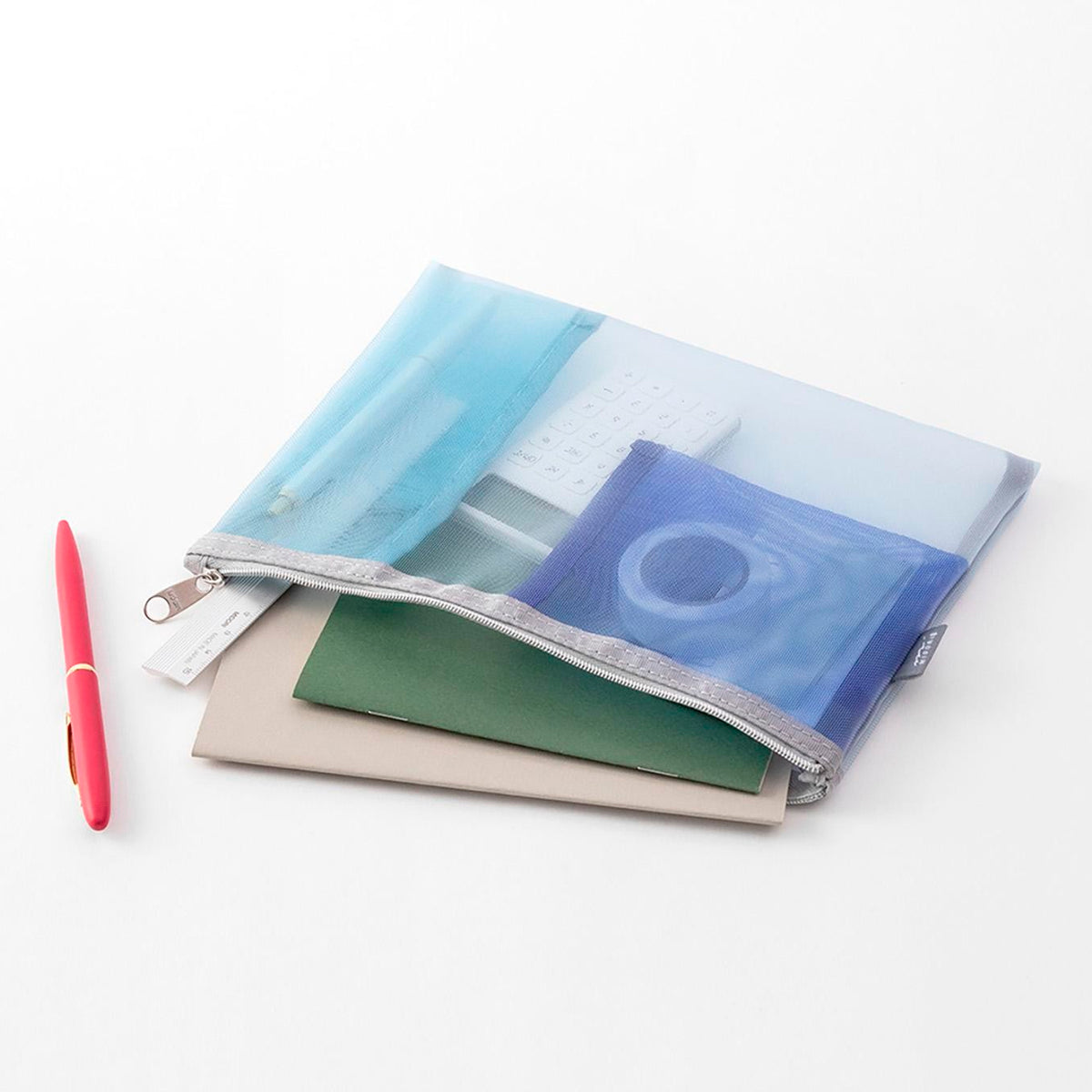 Estuche malla con bolsillos Midori - Light Blue