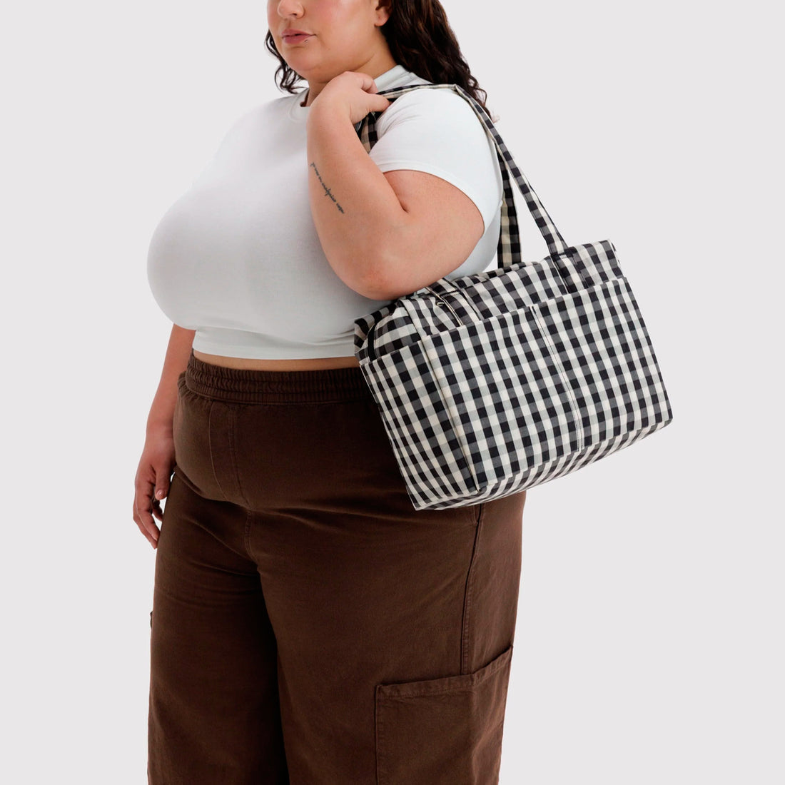 Bolso Nube Everyday Baggu - Black and Cream Gingham