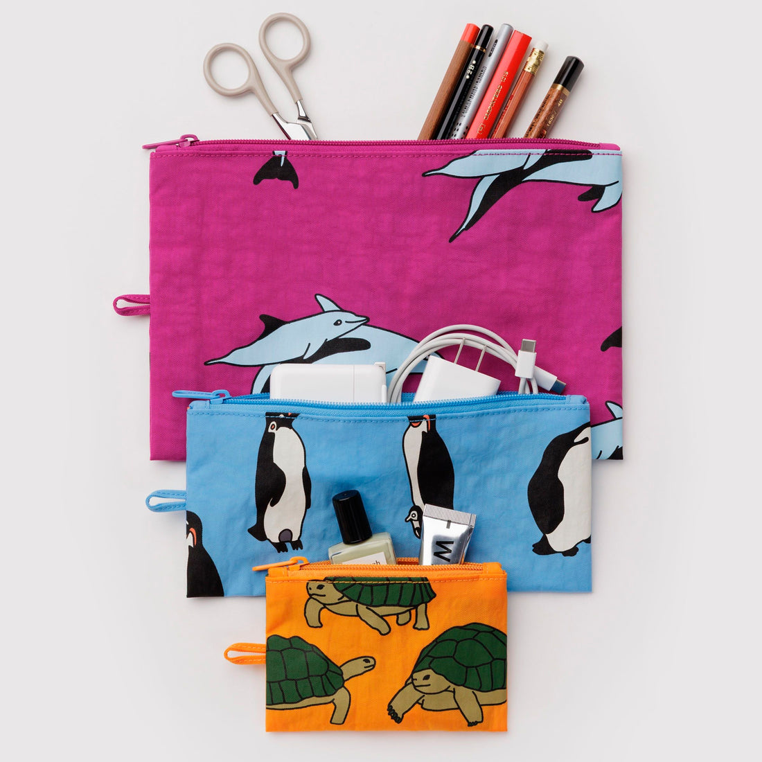 Bolsitas con cremallera Baggu - Vacation Animals 🐢🐬🐧