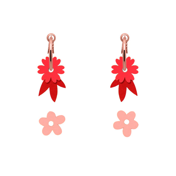 Pendientes de aro intercambiables Materia Rica - Flower Rosé