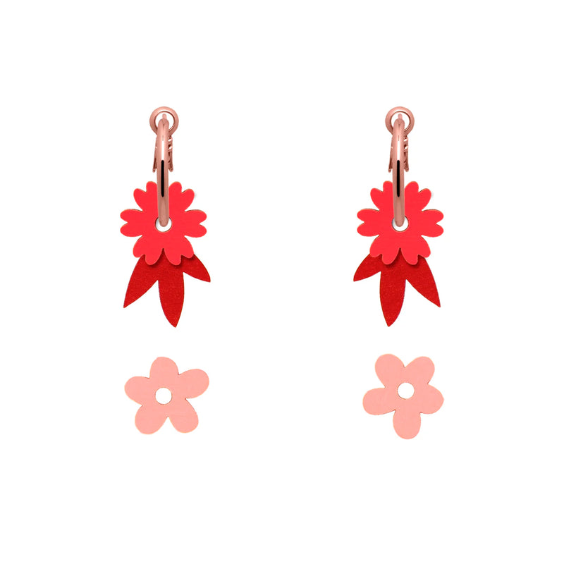 Pendientes de aro intercambiables Materia Rica - Flower Rosé