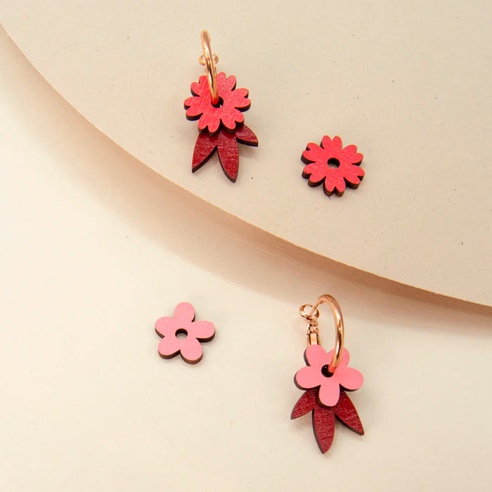 Pendientes de aro intercambiables Materia Rica - Flower Rosé