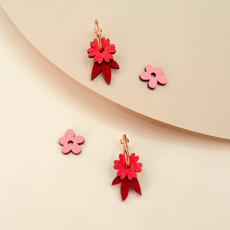 Pendientes de aro intercambiables Materia Rica - Flower Rosé