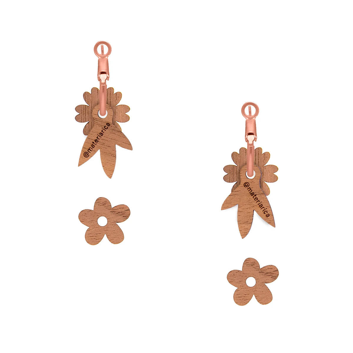 Pendientes de aro intercambiables Materia Rica - Flower Rosé