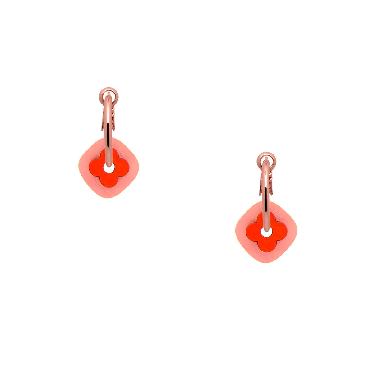 Pendientes de aro Materia Rica - Flower Tile Red and Pink