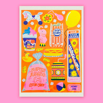 Print de Naomi Wilkinson A4 - "Funfair" 🍿🎈