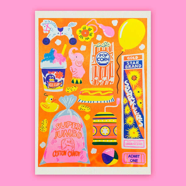 Print de Naomi Wilkinson A4 - "Funfair" 🍿🎈
