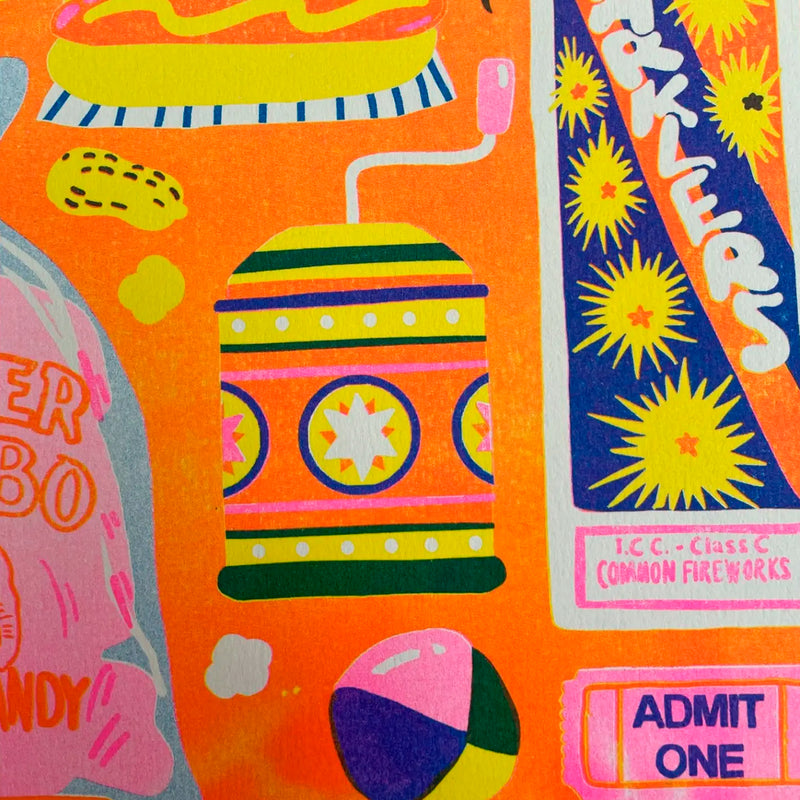 Print de Naomi Wilkinson A4 - "Funfair" 🍿🎈