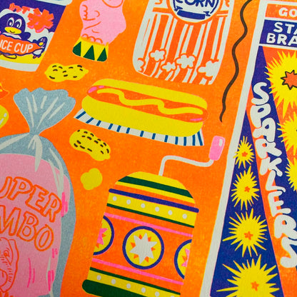 Print de Naomi Wilkinson A4 - "Funfair" 🍿🎈