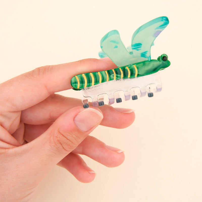 Pinza para el pelo - Libélula Verde